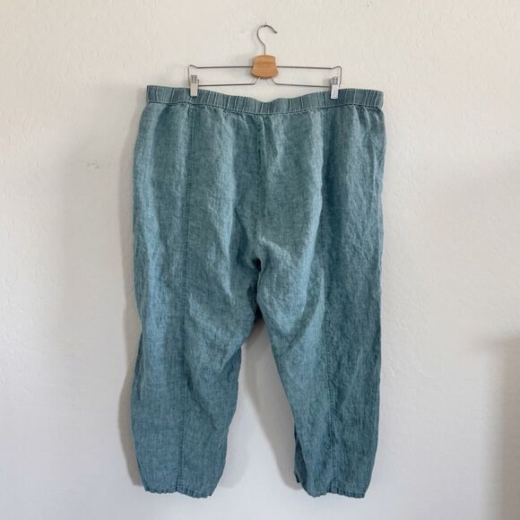 EILEEN FISHER Washed Organic Linen Délavé Lantern Pants in Nile Teal Aqua Sz 3X - Picture 9 of 14